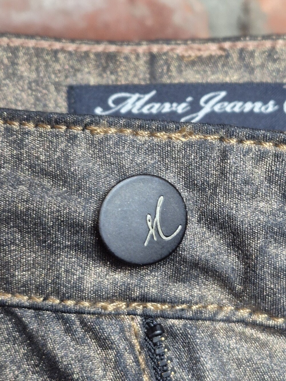Mavi Serena Copper Coated Jeans Metallic Bronze Low Rise Super Skinny Y2K 28 - Picture 8 of 15